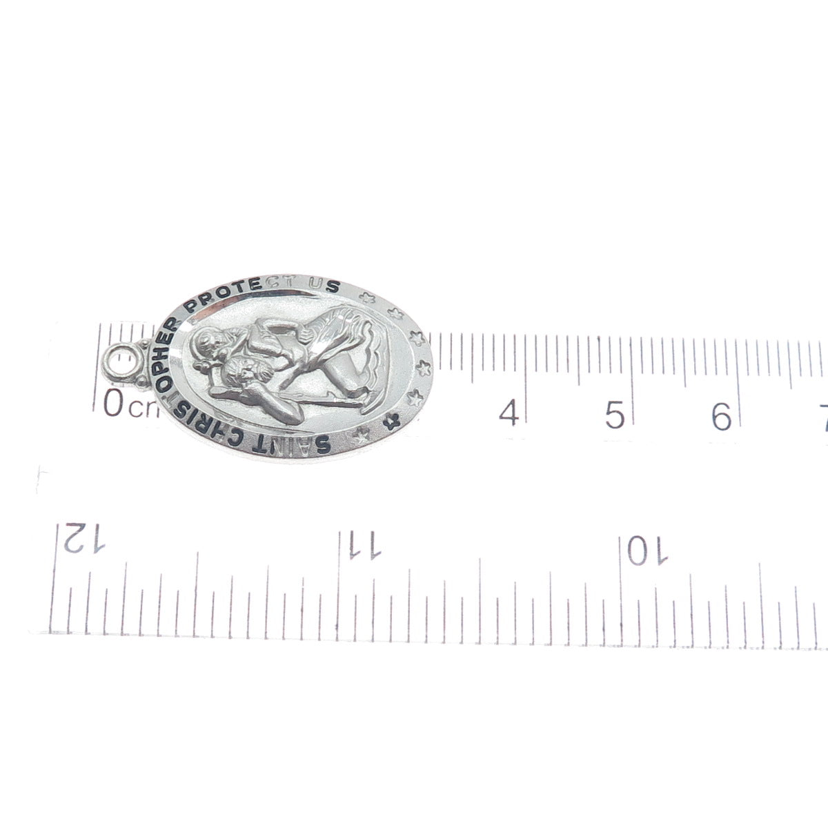 925 Sterling Silver Vintage St. Christopher Medal Religious Pendant