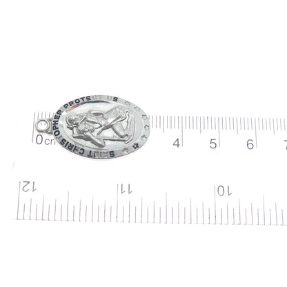 925 Sterling Silver Vintage St. Christopher Medal Religious Pendant