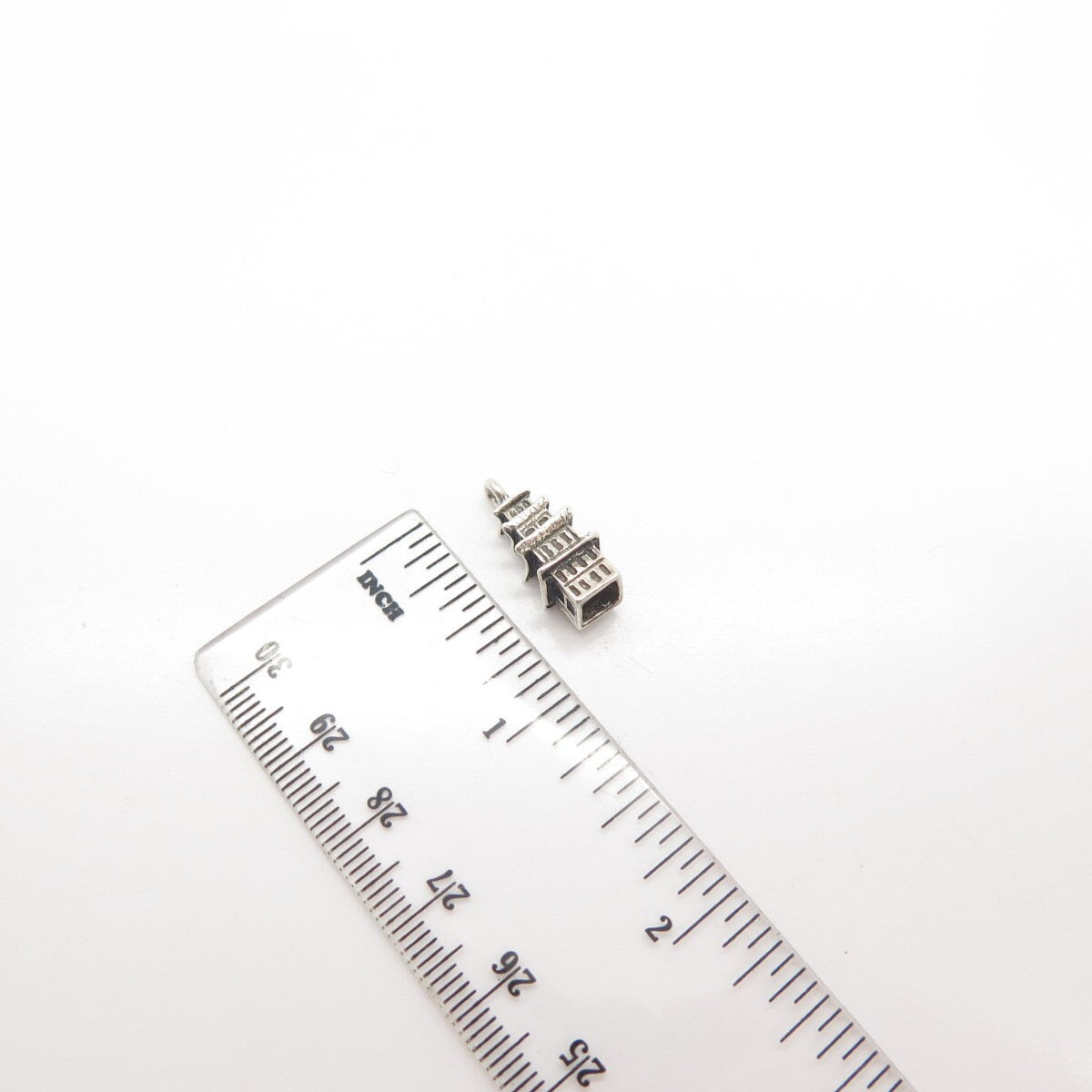 925 Sterling Silver Antique Chinese Tower Charm Pendant