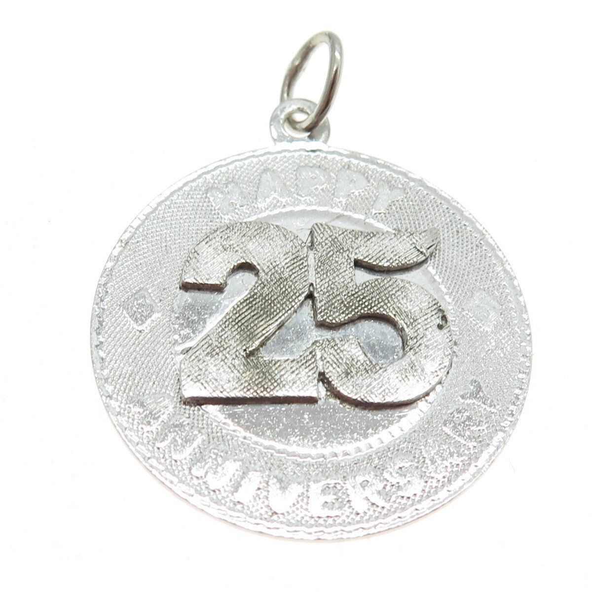 925 Sterling Silver Vintage "Happy Anniversary 25" Pendant