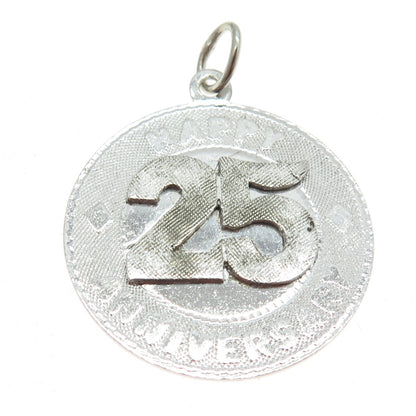 925 Sterling Silver Vintage "Happy Anniversary 25" Pendant
