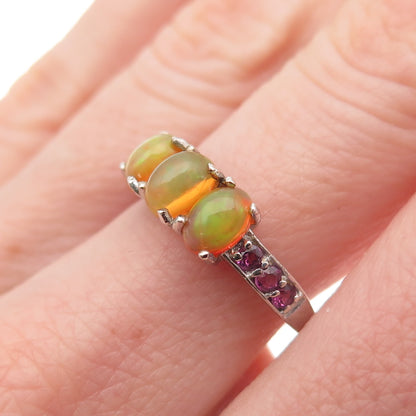 Chuck Clemency 925 Sterling Silver Real Opal & Amethyst Ring Size 7