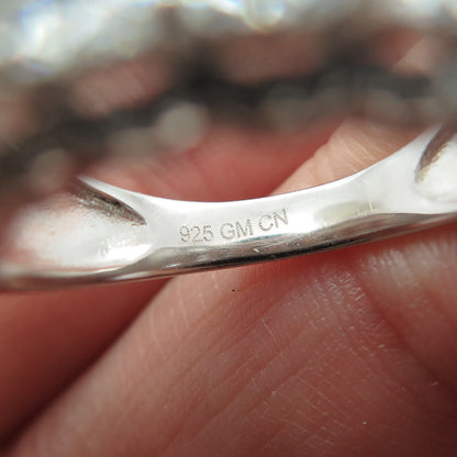 925 Sterling Silver Emerald & Round-Cut C Z Promise Ring Size 7