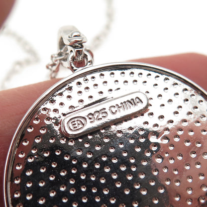 925 Sterling Silver Italy Real Blue Diamond Butterfly Cable Chain Necklace 18"