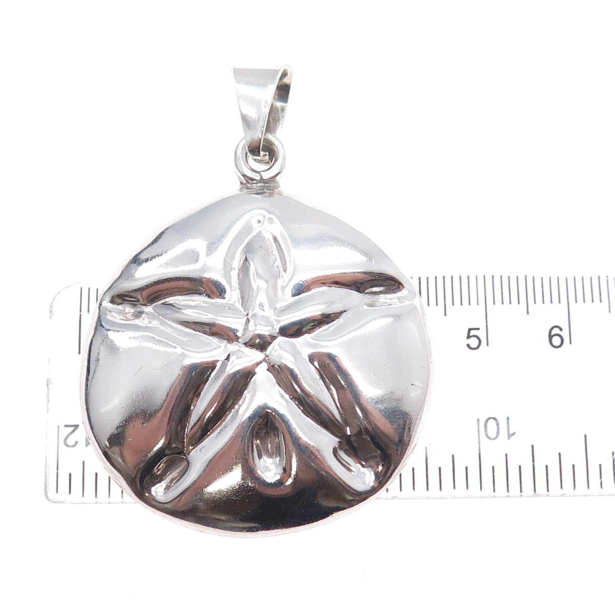 925 Sterling Silver Vintage Mexico Sand Dollar Puffy Charm Pendant