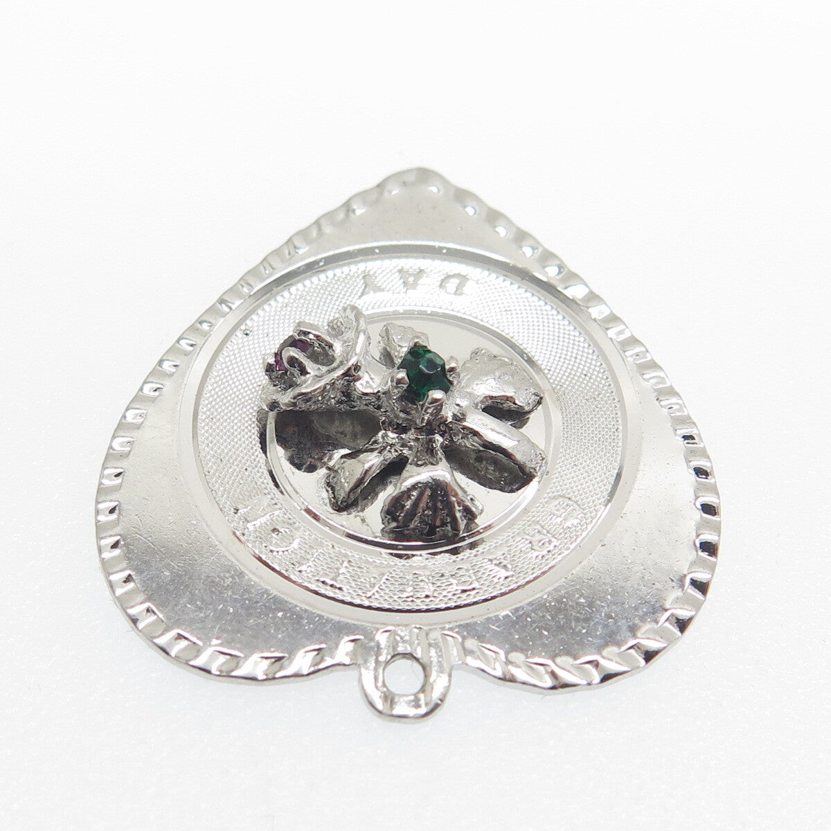 TOWN & COUTRY Sterling Silver Vintage Rhinestone "Graduation Day" Heart Pendant