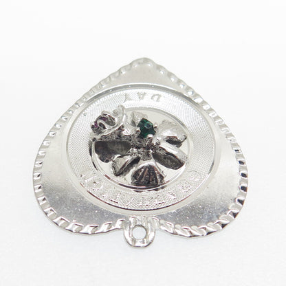 TOWN & COUTRY Sterling Silver Vintage Rhinestone "Graduation Day" Heart Pendant