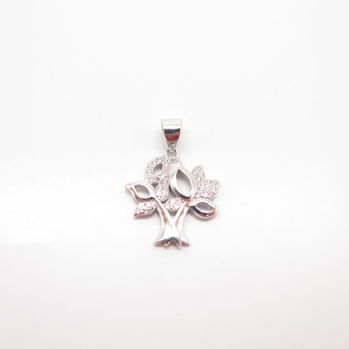 925 Sterling Silver C Z Tree Pendant