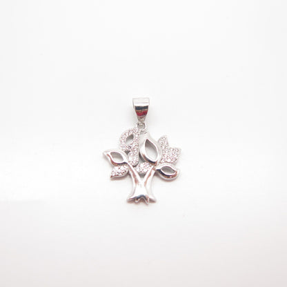 925 Sterling Silver C Z Tree Pendant