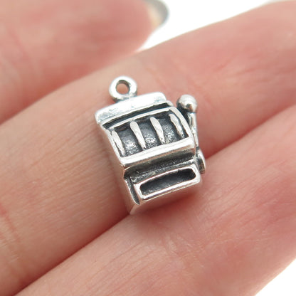 SHUBE 925 Sterling Silver Vintage Slot Machine for Good Luck Charm Pendant