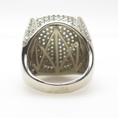 925 Sterling Silver Pave C Z Domed Ring Size 10.25