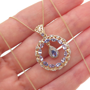 Chuck Clemency 925 Sterling Gold Plated Real Tanzanite Topaz Chain Necklace 20"