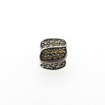 CHAMILIA 925 Sterling Silver Round-Cut Canary C Z Petal Slide Bead Charm