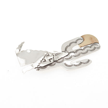M. Begay Navajo Old Pawn Sterling Silver 2-Tone Vintage Howling Wolf Pin Brooch