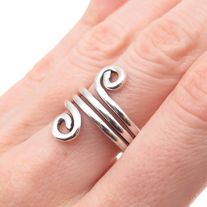925 Sterling Silver Vintage Modernist Spiral Oxidized Ring Size 8