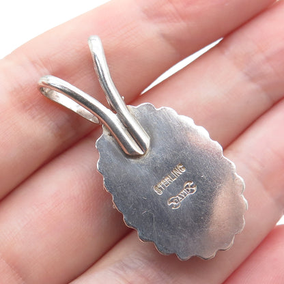 DAVID Sterling Silver Vintage Real Rutilated Quartz Granulated Flower Pendant