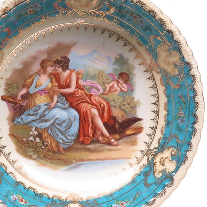 VICTORIA Antique Austria Jupiter & Callisto Hand Painted Porcelain Cabinet Bowl