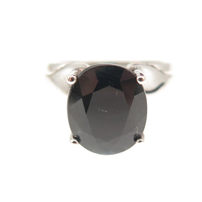 925 Sterling Silver Vintage Real Oval-Cut Sapphire Modernist Ring Size 6