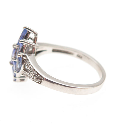 Chuck Clemency 925 Sterling Silver Real Tanzanite & White Topaz Ring Size 9.25