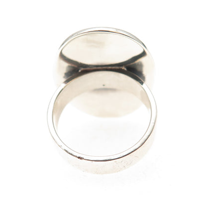 925 Sterling Silver Vintage Mexico Real Aventurine Modernist Ring Size 6