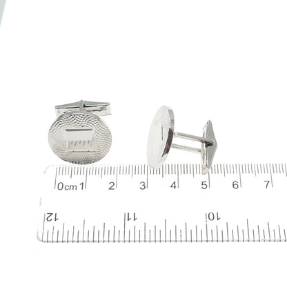925 Sterling Silver Vintage Engravable Classic Round Cufflinks