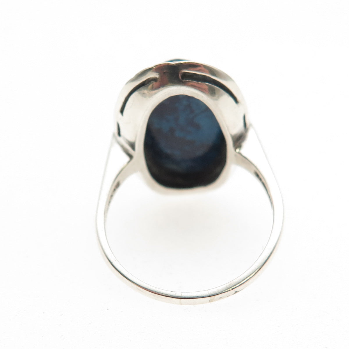 925 Sterling Silver Antique Art Deco Germany Real Lapis & Marcasite Ring Size 6