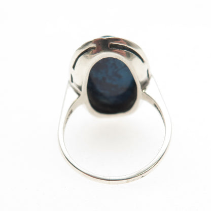 925 Sterling Silver Antique Art Deco Germany Real Lapis & Marcasite Ring Size 6