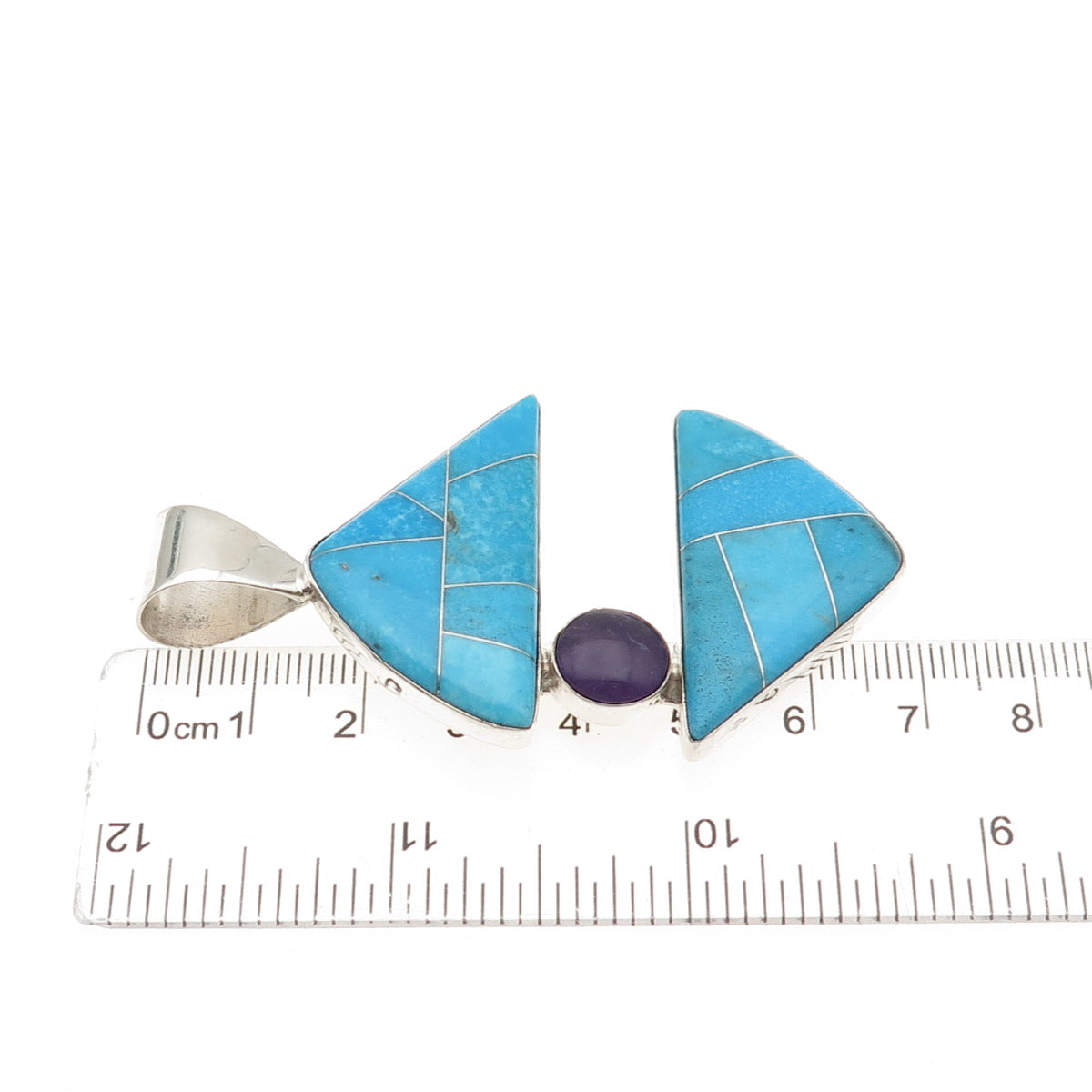 Jay King Desert Rose 925 Sterling Silver Vintage Real Turquoise Amethyst Pendant