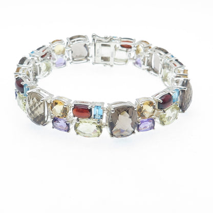 MICHELLE ALBALA Sterling Silver Quartz Citrine Amethyst Topaz Garnet Bracelet 7"