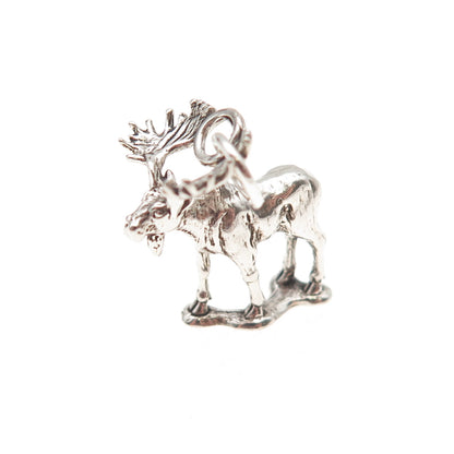 925 Sterling Silver Vintage 1984 Moose Oxidized 3D Mini Charm Pendant
