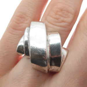 925 Sterling Silver Vintage Mexico Modernist Dome Oxidized Ring Size 6.5