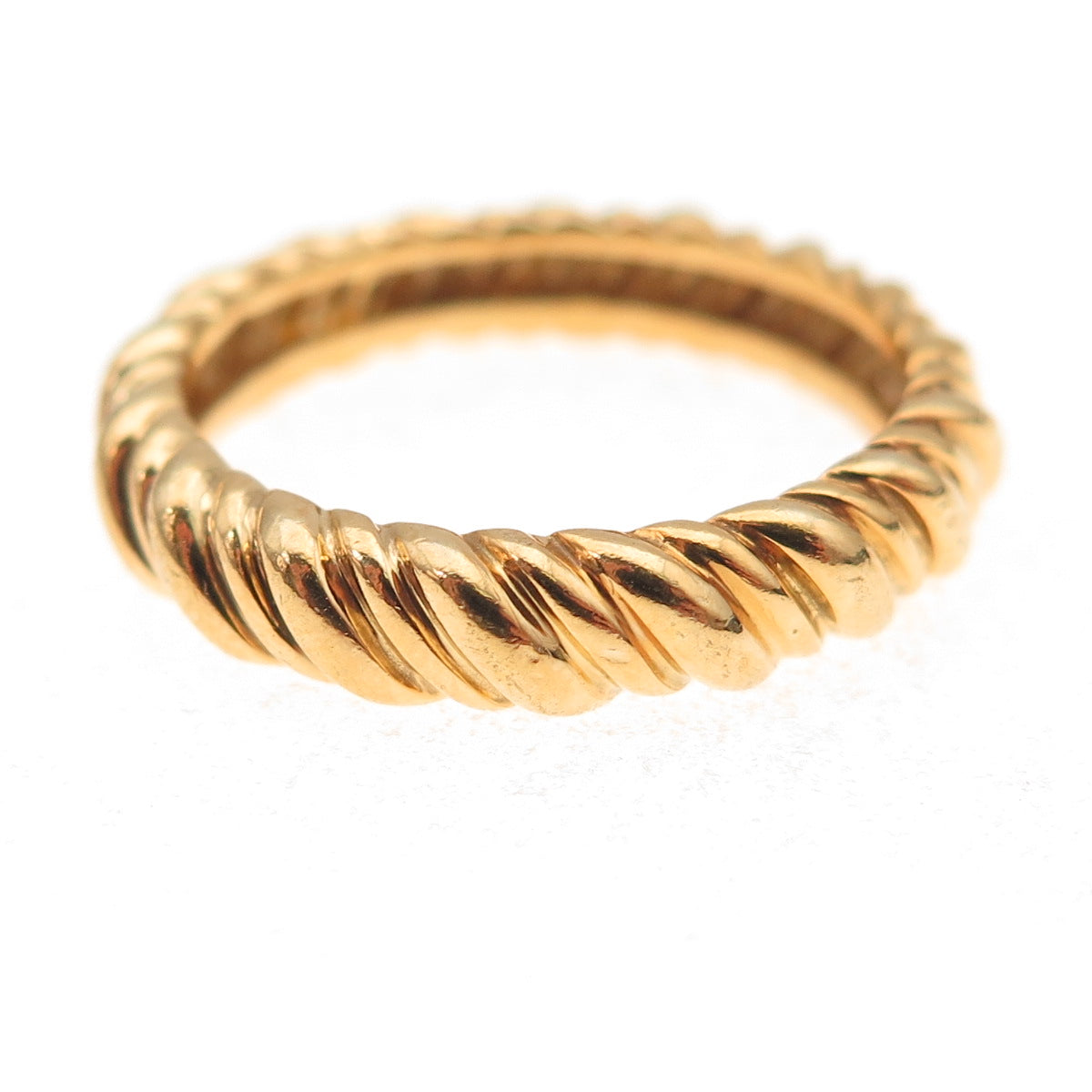 Ross Simons 925 Sterling Silver Gold Plated Ribbed Band Ring Size 8