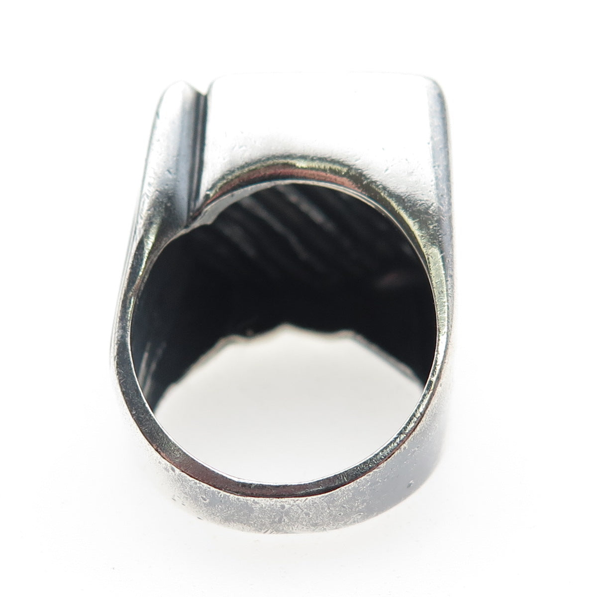 Carl Kallert 925 Sterling Silver Vintage Modernist Ribbed Oxidized Ring Size 7