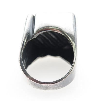 Carl Kallert 925 Sterling Silver Vintage Modernist Ribbed Oxidized Ring Size 7