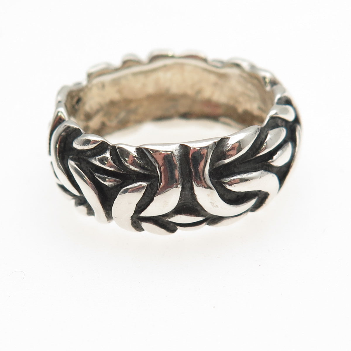 925 Sterling Silver Vintage Byzantine Oxidized Band Ring Size 10.75