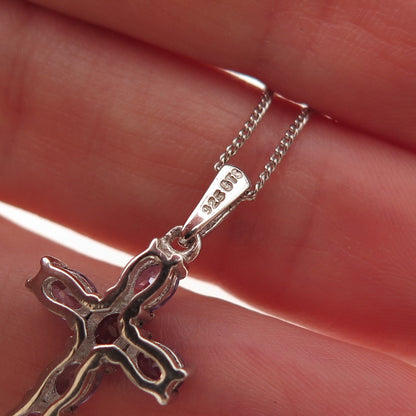 Chuck Clemency 925 Sterling Silver Real Tanzanite Cross Cuban Chain Necklace 20"