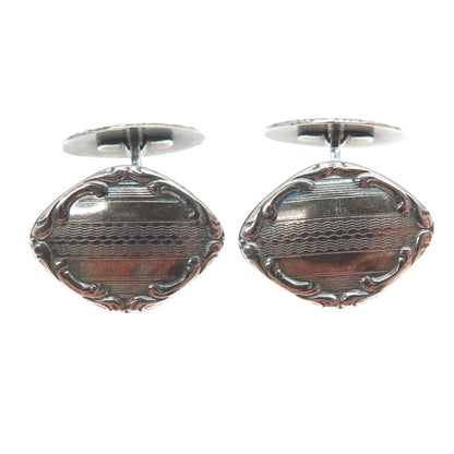 800 Silver Antique Art Deco Floral Oxidized Cufflinks