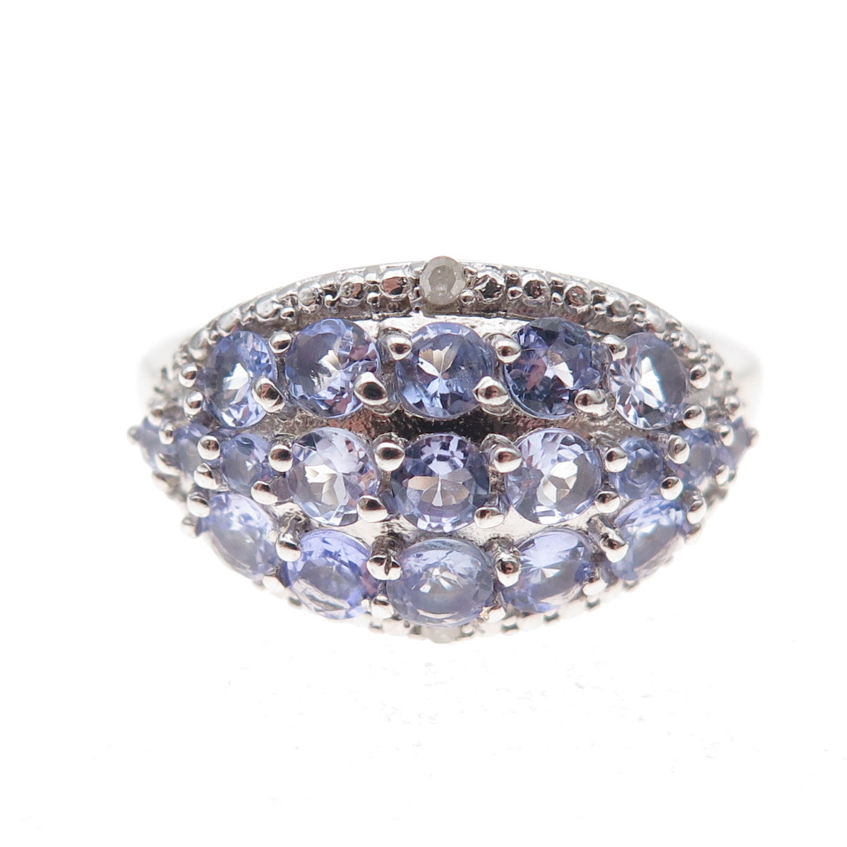 Chuck Clemency 925 Sterling Silver Real Diamond & Tanzanite Ring Size 8.25