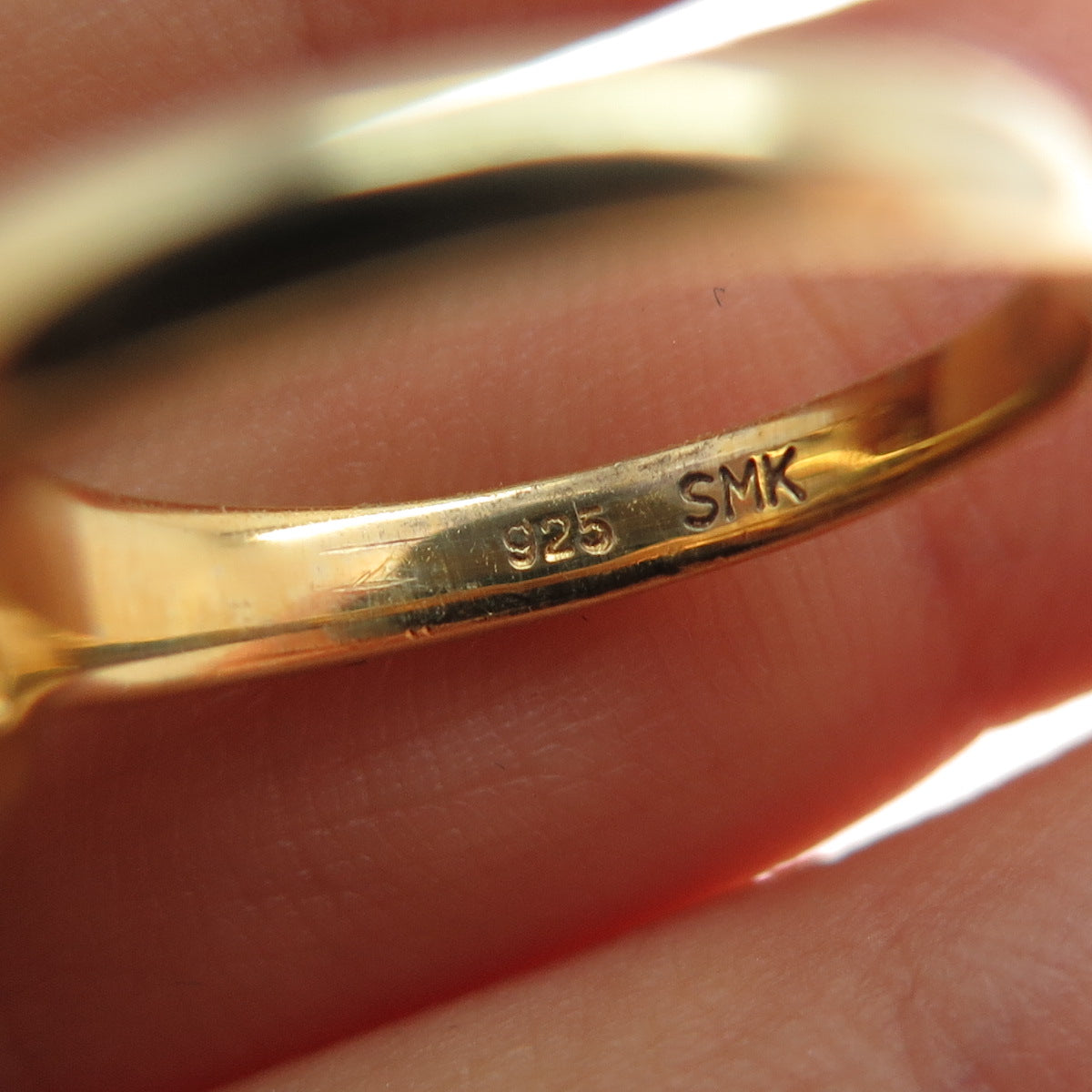 925 Sterling Silver Gold Plated Real Diamond & Green Amethyst Ring Size 6.75