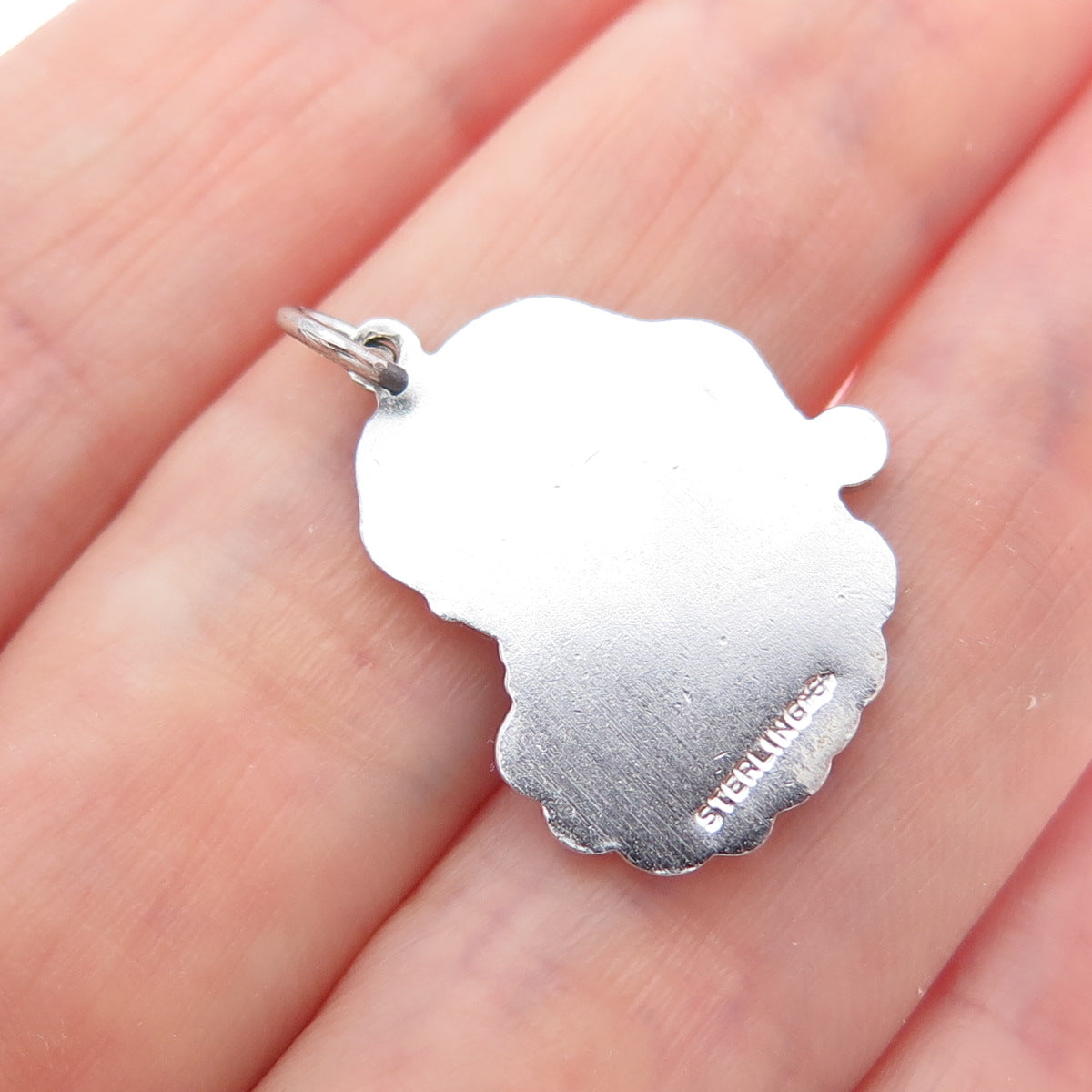 GRIFFITH & SON 925 Sterling Silver Vintage Enamel Santa Claus Minimalist Pendant