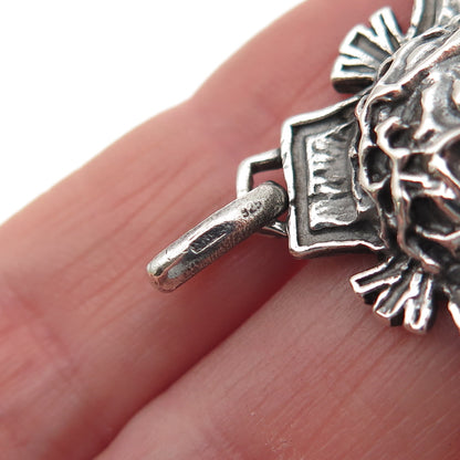 925 Sterling Silver Vintage Italy Jesus Cross Oxidized Charm Pendant