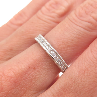 Judith Ripka 925 Sterling Silver C Z Bridal Wedding Band Ring Size 7