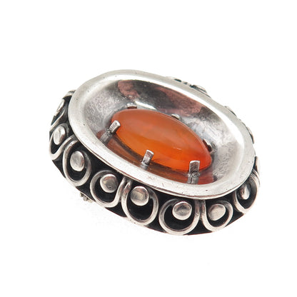 925 Sterling Silver Vintage RAF Mexico Real Opal Modernist Pin Brooch / Pendant