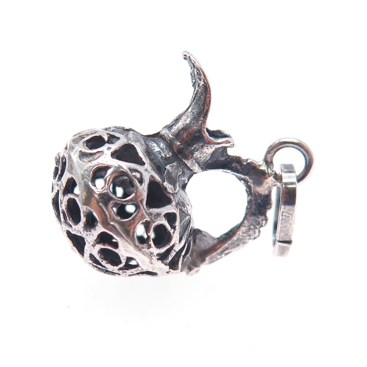 925 Sterling Silver Vintage Ornate Pitcher Oxidized Mini 3D Charm Pendant