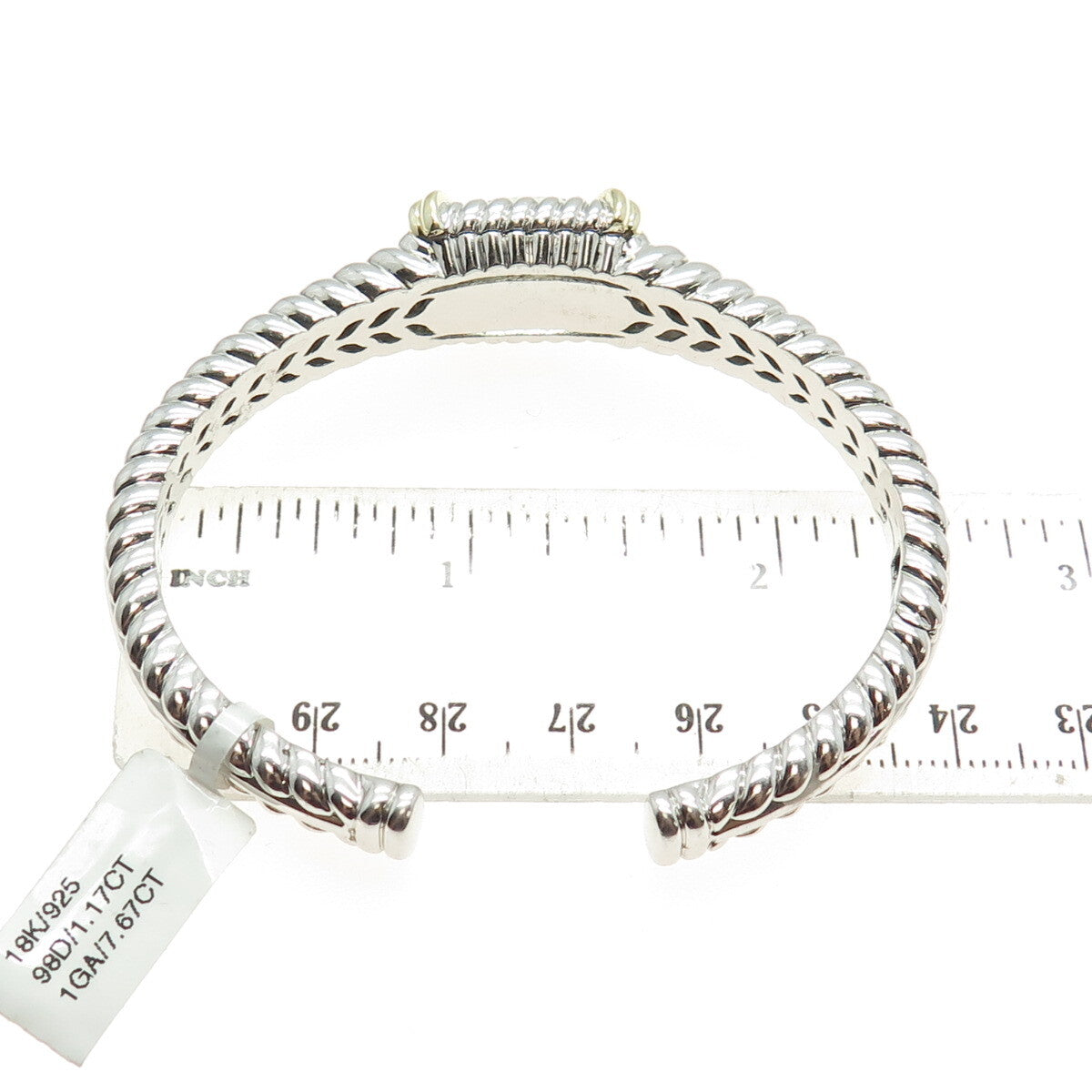 DANWAK 18K Gold Sterling 98-Diamond 1.17ct Green Amethyst 7.67ct Bracelet 6.75"