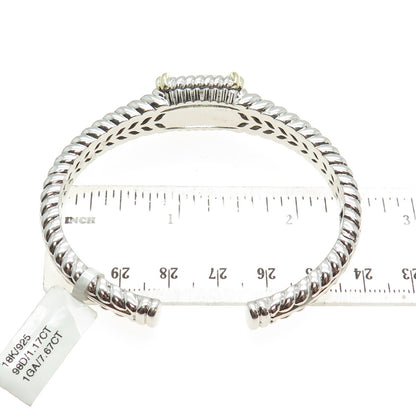 DANWAK 18K Gold Sterling 98-Diamond 1.17ct Green Amethyst 7.67ct Bracelet 6.75"