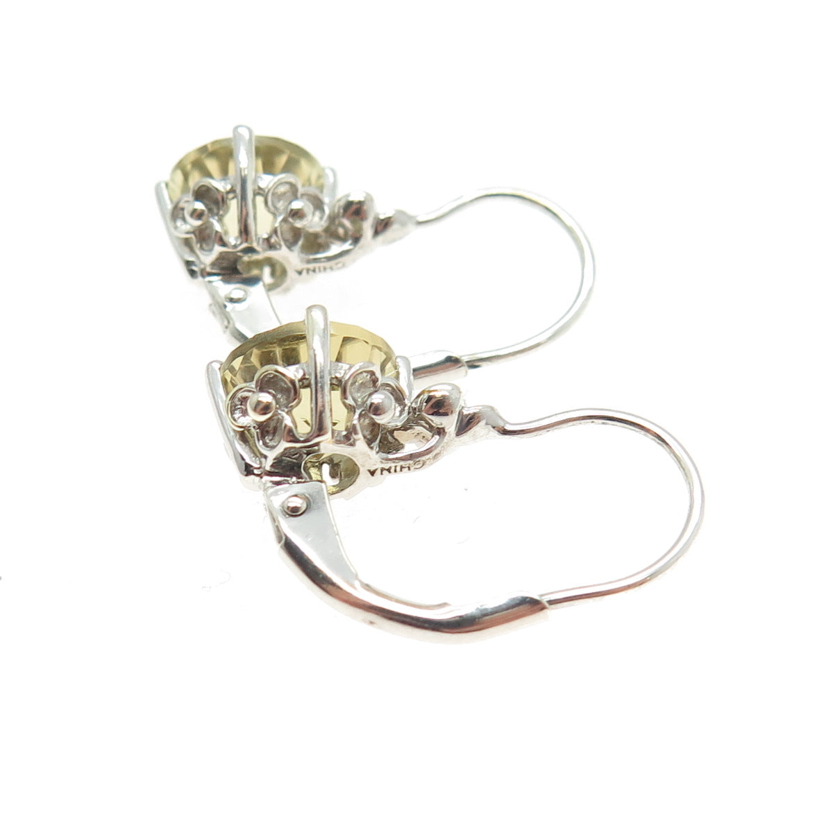 MICHELLE ALBALA 925 Sterling Silver Vintage Real Citrine Gemstone Earrings