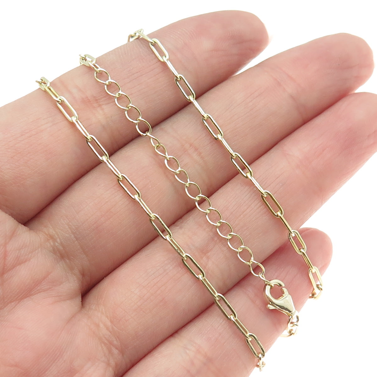 925 Sterling Silver Gold Plated Star Paperclip Chain Necklace 16-18"