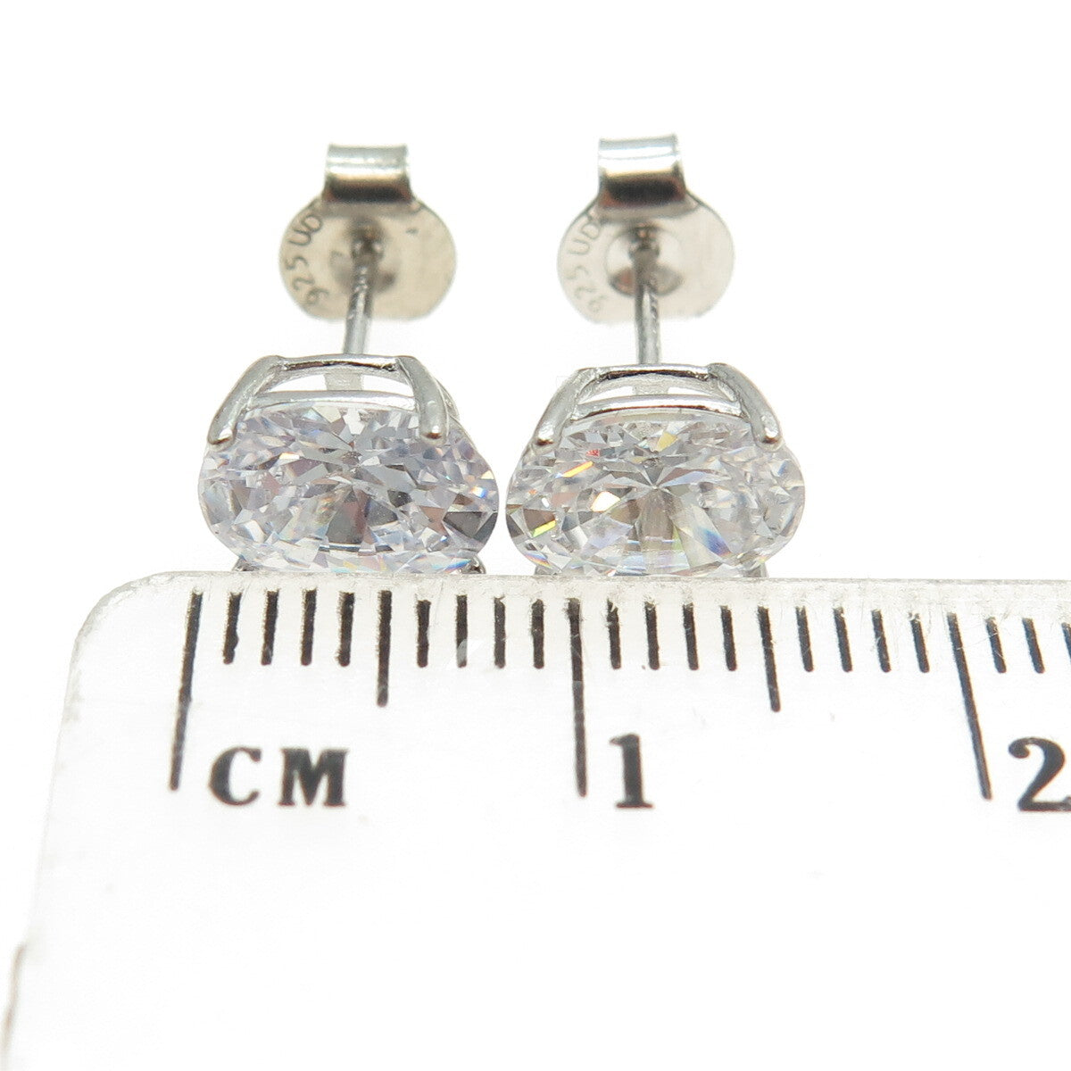 DBJ DEE BERKLEY 925 Sterling Silver Oval-Cut C Z Stud Earrings
