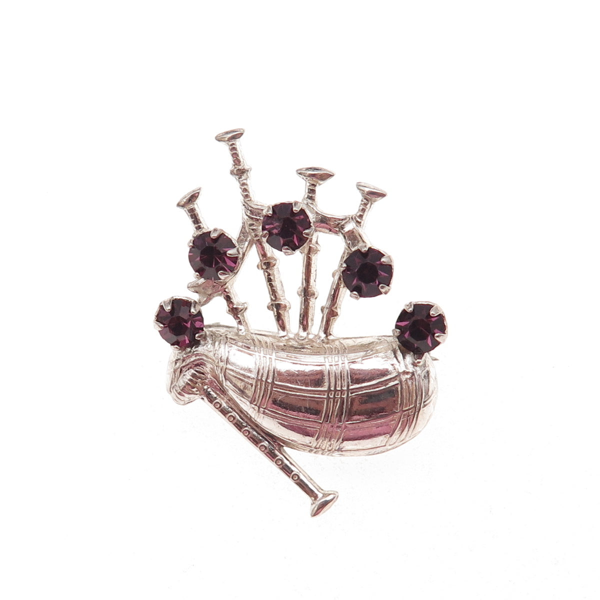Ward Brothers 925 Sterling Silver Antique Rhinestone Scottish Bagpipes Brooch